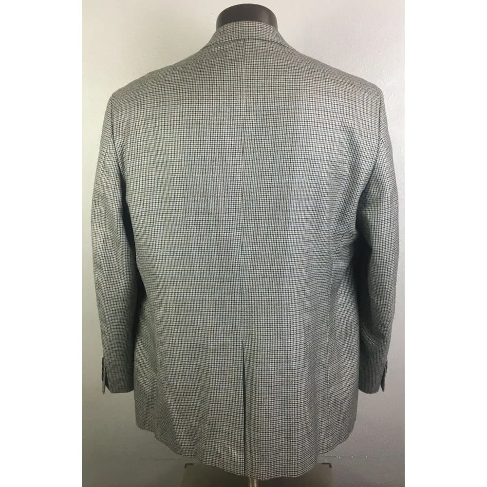 Mens Ralph Lauren Gray Houndstooth Jacket‎ 2 Button Size 46 R Silk Wool Blend